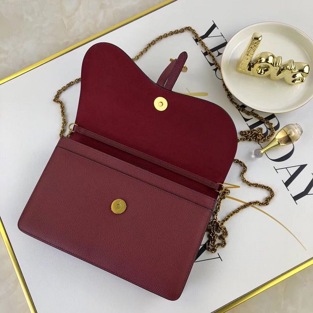 2019 Dior original calfskin large Saddle Wallet S5620 burgundy