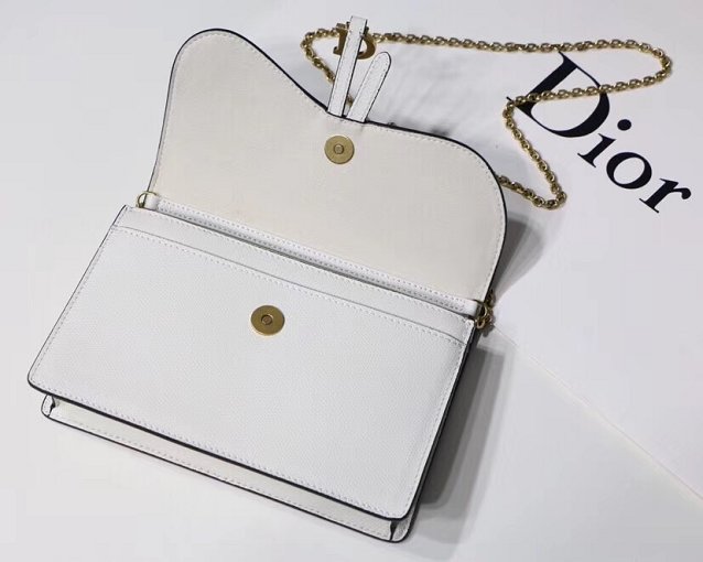 2019 Dior original calfskin large Saddle Wallet S5620 white