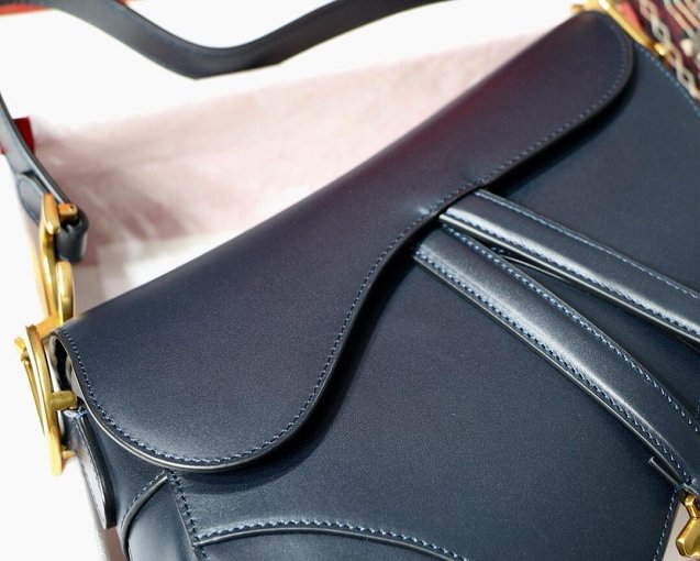 2019 Dior original calfskin mini saddle bag M0447 navy blue