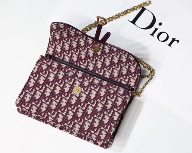 2019 Dior original canvas large Saddle Wallet S5620 burgundy