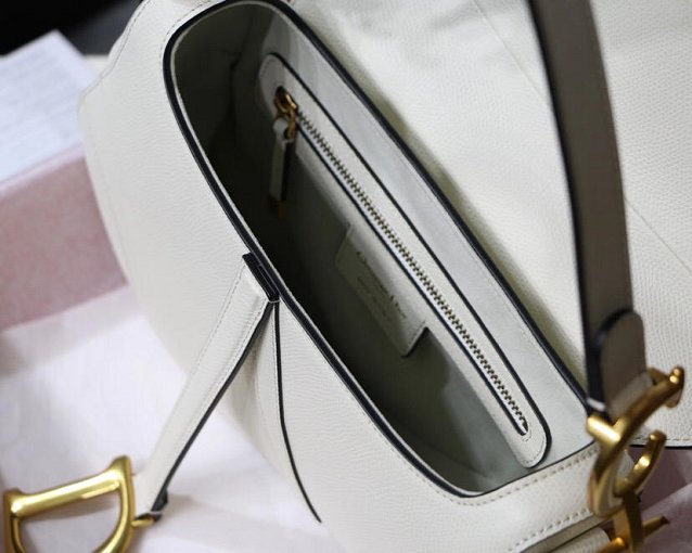 2019 Dior original grained calfskin mini saddle bag M0447 white