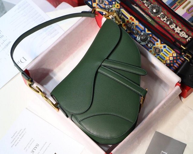 2019 Dior original grained calfskin saddle bag M0446 green