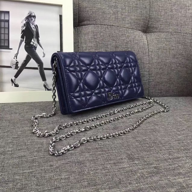 2019 Lady dior original lambskin clutch S0205 blue