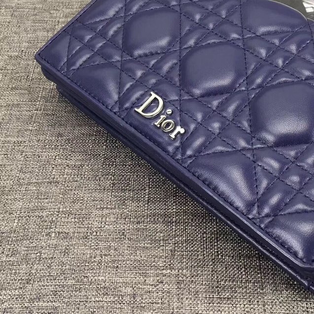 2019 Lady dior original lambskin clutch S0205 blue