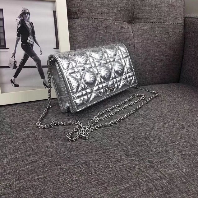 2019 Lady dior original lambskin clutch S0205 silver