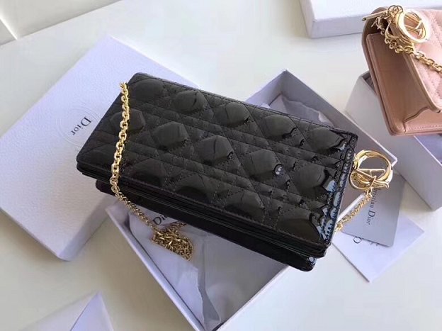 2019 Lady dior original patent calfskin clutch S0204 black