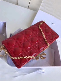 2019 Lady dior original patent calfskin clutch S0204 red