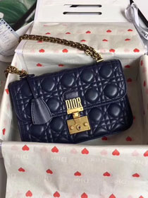 Dior original lambskin dioraddict flap bag M5818 dark blue