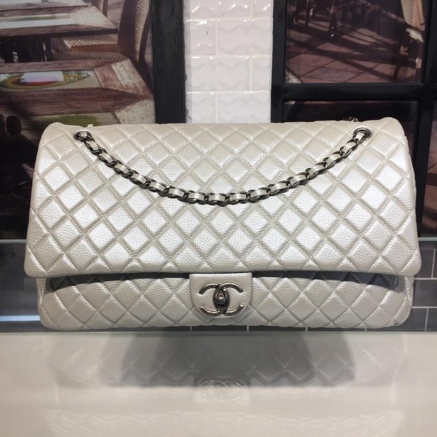 CC original lambskin max flap bag A91169 silver