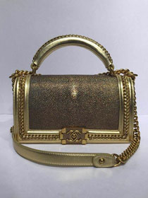 CC original genuine stingray skin le boy bag A94804 gold