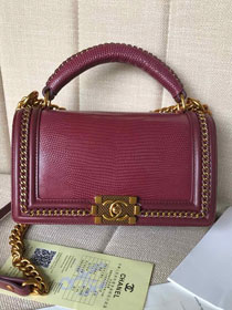 CC original lizard leather boy handbag A94804 bordeaux