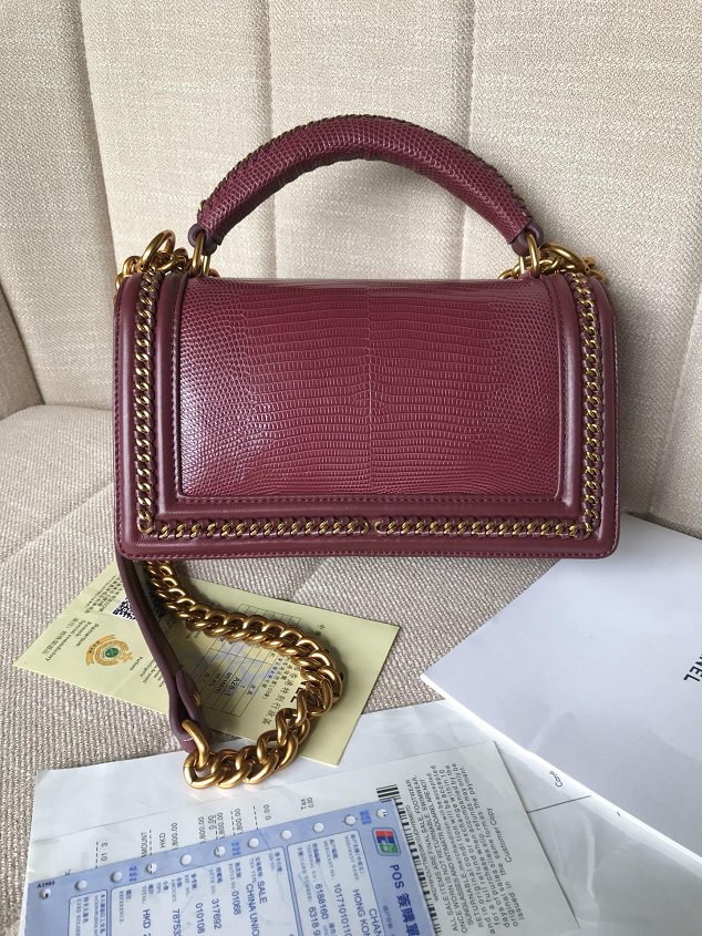 CC original lizard leather boy handbag A94804 bordeaux