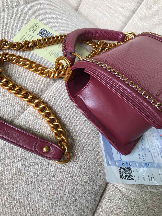 CC original lizard leather boy handbag A94804 bordeaux