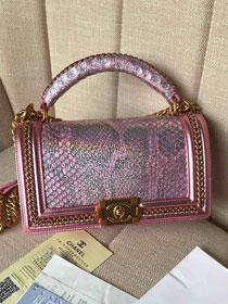 CC original python leather medium le boy handbag A94804 pink