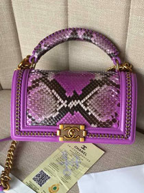 CC original python leather medium le boy handbag A94804 purple