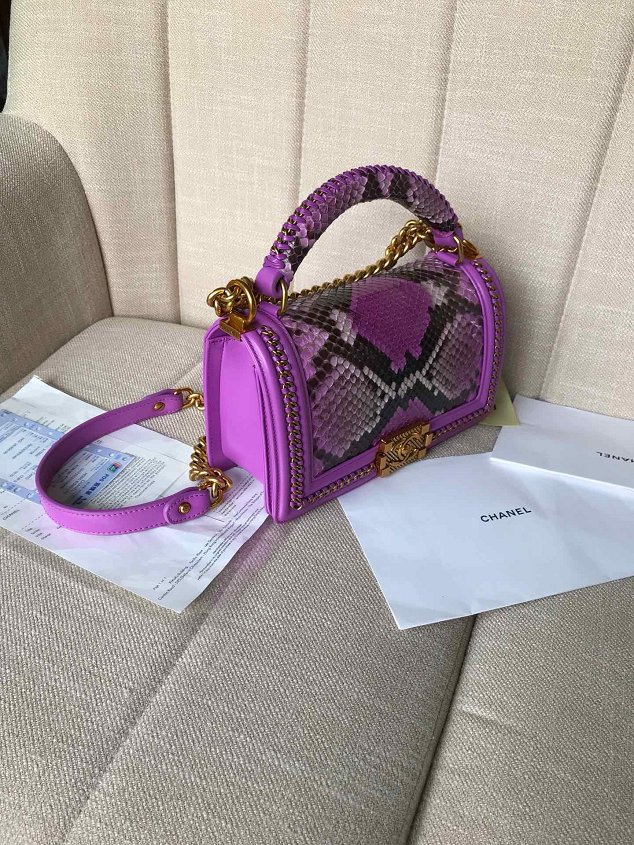 CC original python leather medium le boy handbag A94804 purple