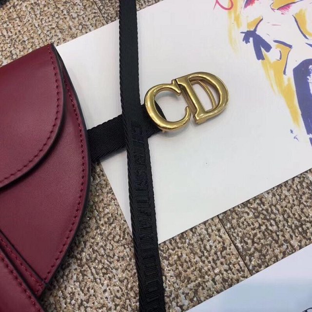 2019 Dior original calfskin saddle belt bag S5632 burgundy