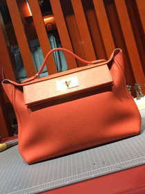 2019 Hermes original handmade togo leather kelly 2424 bag H03699 orange