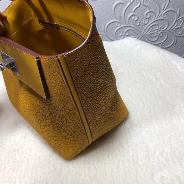 2019 Hermes original handmade togo leather small kelly 2424 bag H03698 yellow