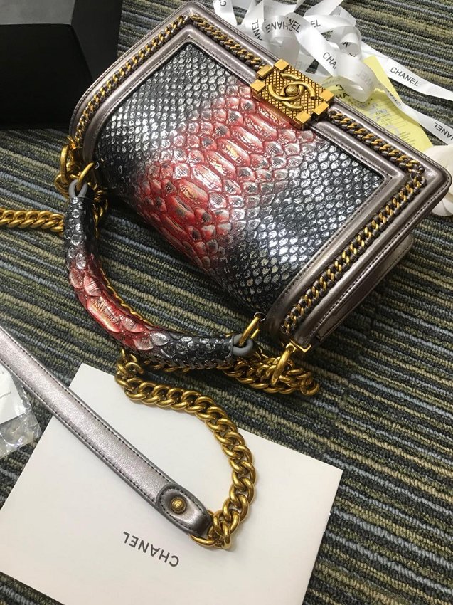 CC original python leather le boy handbag A94804 brozen