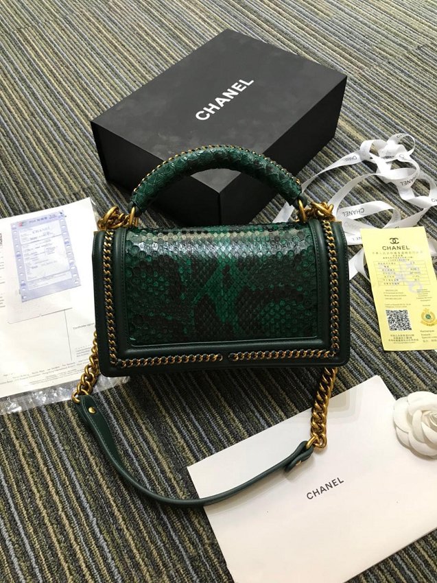 CC original python leather le boy handbag A94804 green