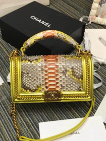 CC original python leather le boy handbag A94804 yellow