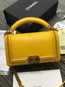 CC original python leather le boy handbag A94804 yellow