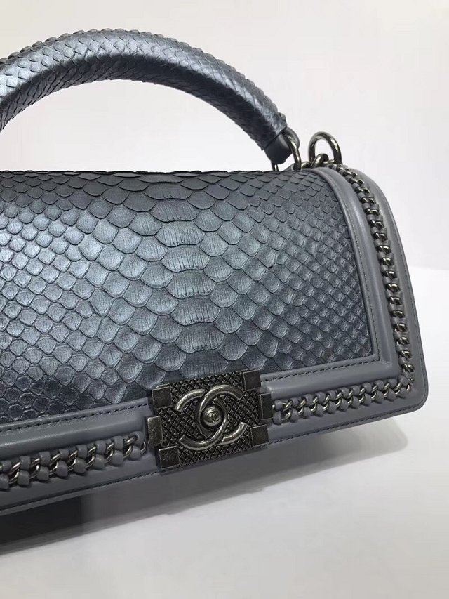 CC original python leather medium le boy handbag A94804 charcoal gray