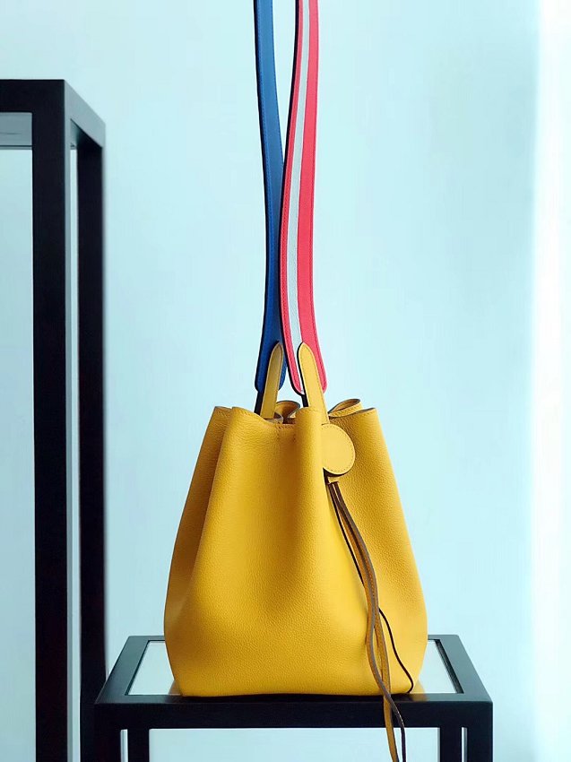 2019 Hermes original evercolor calfskin licol bucket bag H50008 yellow