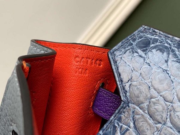 Hermes original handmade crocodile togo leather birkin bag H0035 light blue
