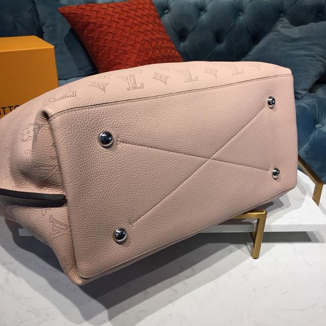 2019 louis vuitton original mahina leather carmel hobo bag M52950 light pink