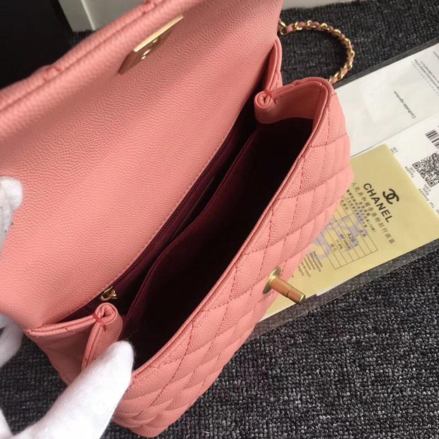 2018 CC original grained calfskin small coco handle bag A92990 pink