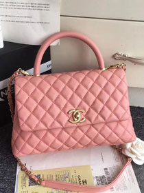 2019 CC original grained calfskin large coco handle bag A92991 pink