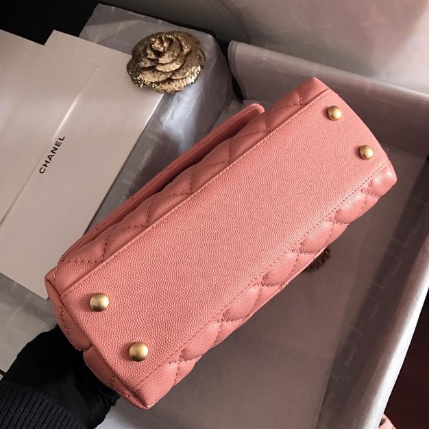 2019 CC original grained calfskin small coco handle bag A92990 pink