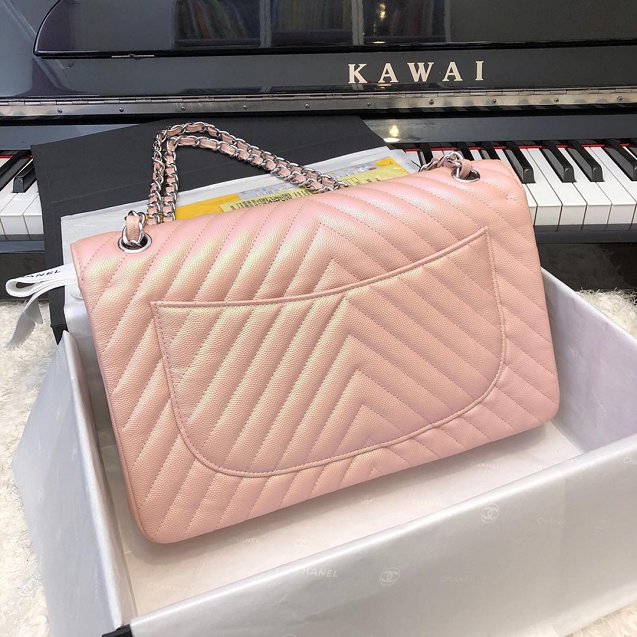 CC original grained calfskin large double flap bag A58600-2 pink