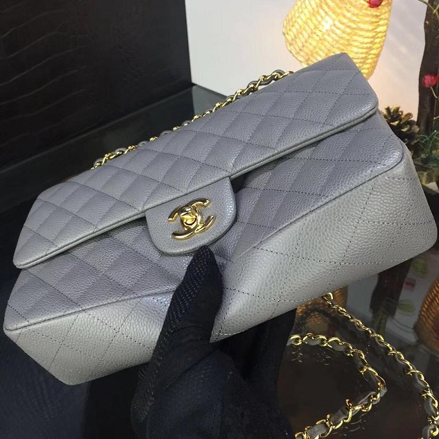 CC original handmade grained calfskin medium flap bag HA01112 grey