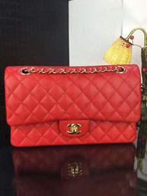 CC original handmade grained calfskin medium flap bag HA01112 red