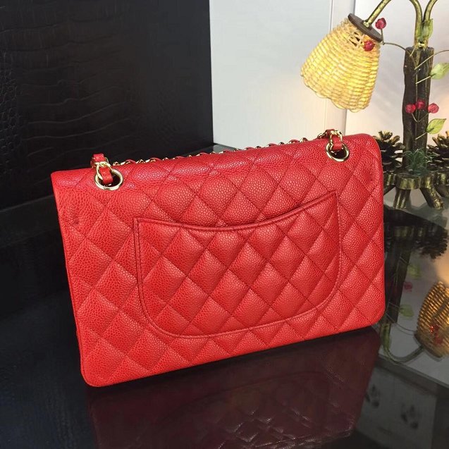 CC original handmade grained calfskin medium flap bag HA01112 red