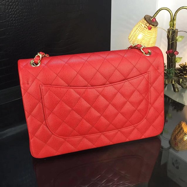 CC original handmade grained calfskin large flap bag A58600 red