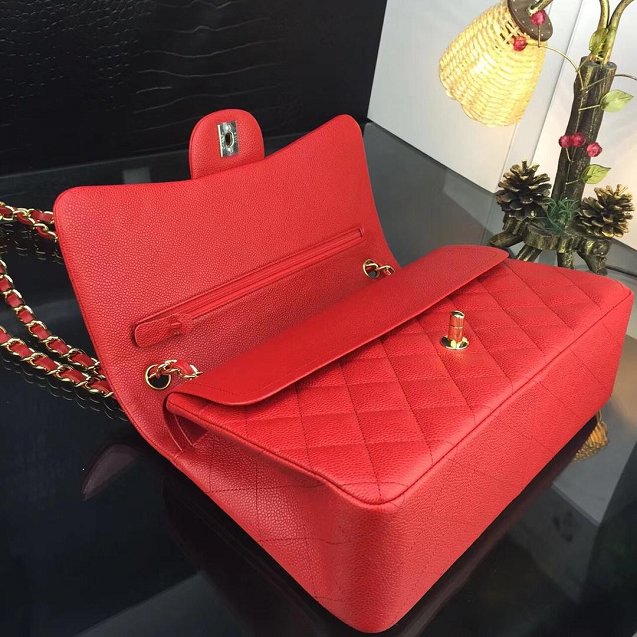 CC original handmade grained calfskin large flap bag A58600 red