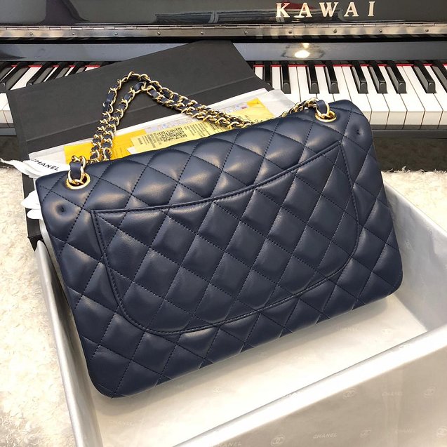 CC original handmade lambskin large flap bag HA58600 navy blue