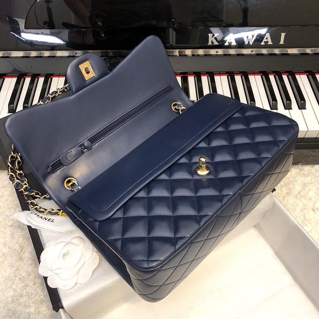 CC original handmade lambskin large flap bag HA58600 navy blue