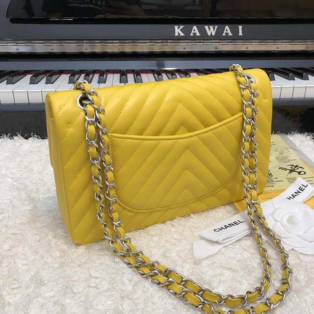 CC original lambskin medium double flap bag A01112-2 yellow