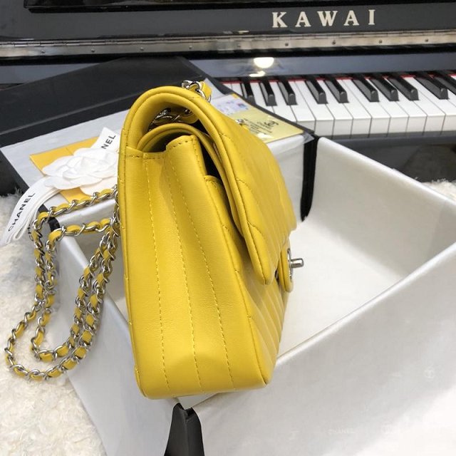 CC original lambskin medium double flap bag A01112-2 yellow