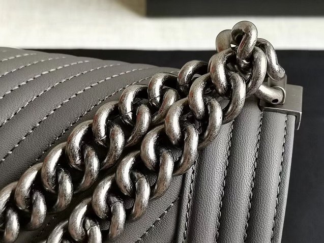 CC original handmade calfskin medium boy handbag HA67086-3 grey