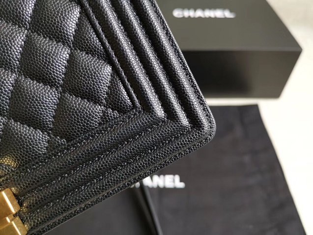 CC original handmade grained calfskin medium boy handbag HA67086 black