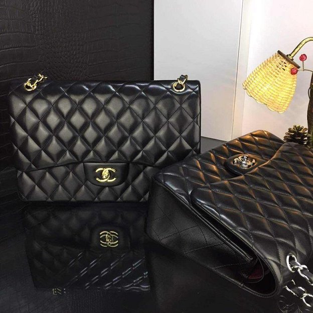 CC original handmade lambskin large flap bag HA58600 black