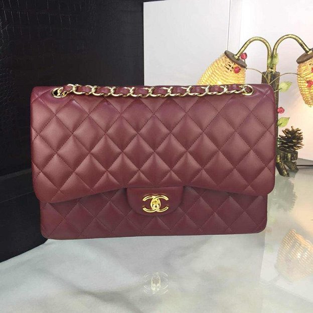 CC original handmade lambskin large flap bag HA58600 bordeaux