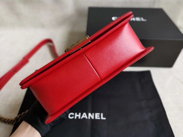 CC original handmade lambskin medium boy handbag HA67086 red