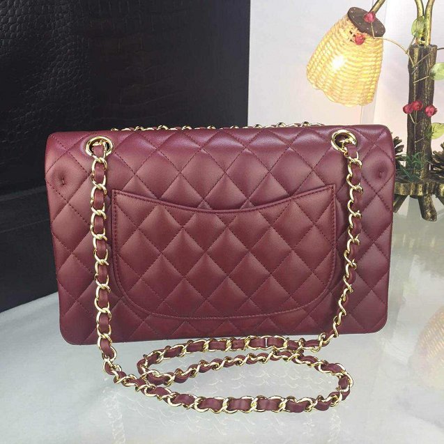 CC original handmade lambskin medium flap bag HA01112 bordeaux